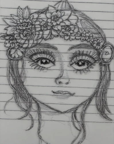girl in a wreath,flower crown,girl in flowers,flower crown of christ,girl drawing,flower hat,girl portrait,floral doodles,boho art,flower line art,portrait of a girl,girl wearing hat,doodles,headdress,headpiece,boho,pencil and paper,flower drawing,floral wreath,mystical portrait of a girl