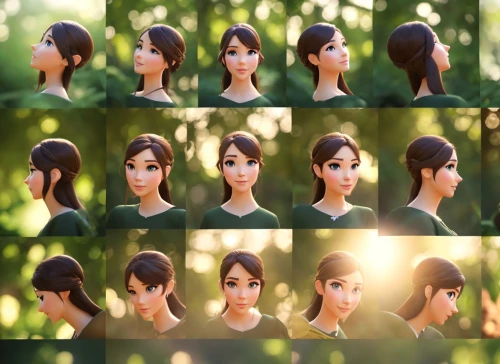 princess anna,doll's facial features,natural cosmetic,hairstyles,character animation,artificial hair integrations,rapunzel,tangled,princess' earring,3d model,visual effect lighting,layered hair,female doll,hair loss,sculpt,clay doll,hairstyle,fashion dolls,animated cartoon,hair clips,Game&Anime,Pixar 3D,Pixar 3D