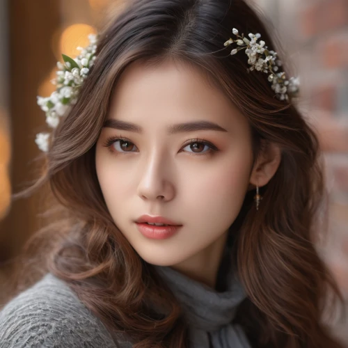 beautiful girl with flowers,phuquy,romantic portrait,korean,romantic look,songpyeon,xuan lian,pretty young woman,beautiful young woman,vietnamese,beautiful face,shuai jiao,vietnamese woman,portrait background,xiangwei,hanbok,beauty face skin,青龙菜,flower background,natural cosmetic,Photography,General,Natural