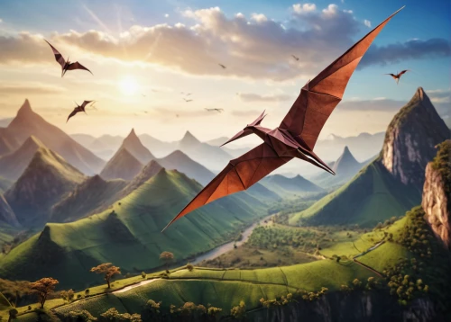 pterodactyls,pterosaur,pterodactyl,elves flight,fantasy picture,powered hang glider,hang gliding or wing deltaest,hang glider,hang-glider,fantasy landscape,flying birds,heroic fantasy,macaws,fliederblueten,macaws of south america,fantasy art,3d fantasy,swifts,world digital painting,bird flight,Photography,General,Commercial