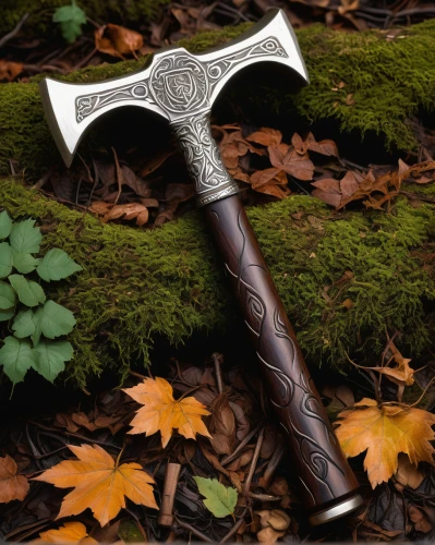 hatchet,hunting knife,dane axe,stonemason's hammer,throwing axe,austrian briar,tomahawk,bowie knife,excalibur,serrated blade,axe,herb knife,a hammer,wstężyk huntsman,scabbard,geologist's hammer,king sword,blade of grass,quarterstaff,devil's walkingstick,Illustration,Realistic Fantasy,Realistic Fantasy 04