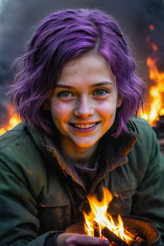 burning hair,fire background,twitch icon,fae,fire artist,purple,twitch logo,extinction rebellion,firebrat,campfire,purple background,children of war,violet,violet head elf,silphie,diya,her,nora,edit,free fire,Art,Classical Oil Painting,Classical Oil Painting 03