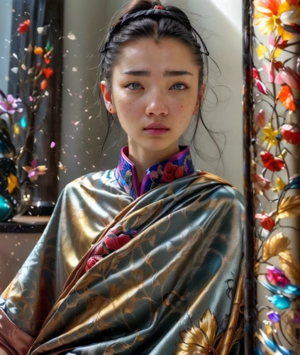 inner mongolian beauty,hanbok,oriental girl,oriental princess,mulan,asian costume,tibetan,kimono fabric,shuanghuan noble,geisha,asian woman,bhutan,asia,kimono,mukimono,oriental painting,japanese woman,yunnan,geisha girl,xuan lian