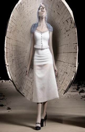 heliosphere,overskirt,conceptual photography,hoopskirt,girl with a wheel,harness cocoon,parabolic mirror,image manipulation,digital compositing,moon phase,garment,fashion design,cd cover,see-through clothing,photo manipulation,costume design,dress form,torn dress,crinoline,clothes dryer