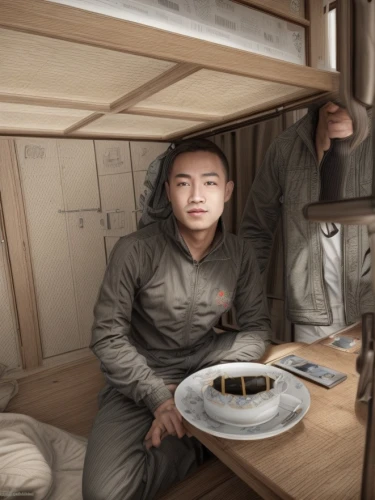 capsule hotel,fishing tent,roof tent,north korea,tent camp,barracks,cargo pants,dormitory,chef's uniform,military person,concentration camp,breakfast in bed,ivan-tea,tent camping,military camouflage,accommodation,camping gear,b3d,korean royal court cuisine,digital compositing,Common,Common,Natural
