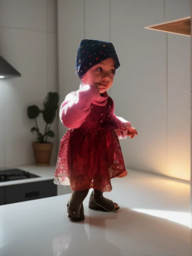 babushka doll,monchhichi,valentine gnome,girl in the kitchen,scandia gnome,3d render,gnome,3d figure,female doll,baby changing chest of drawers,wooden doll,visual effect lighting,cloth doll,clay animation,3d model,handmade doll,doll figure,cuckoo light elke,3d rendered,dollhouse accessory
