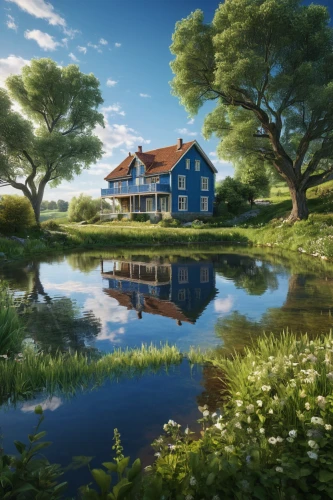 house with lake,danish house,summer cottage,frisian house,house by the water,home landscape,house in the forest,dutch landscape,the netherlands,fisherman's house,little house,holland,houseboat,lonely house,wooden house,netherlands,cottage,floating huts,small house,beautiful home,Photography,General,Natural