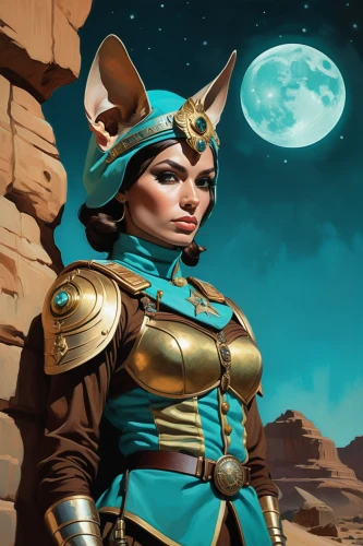 sterntaler,huntress,desert fox,cat warrior,female warrior,sphinx pinastri,mara,sphynx,artemisia,fantasy portrait,alien warrior,sand fox,artemis,aesulapian staff,cleopatra,warrior woman,gara,blue enchantress,symetra,sorceress,Conceptual Art,Oil color,Oil Color 04