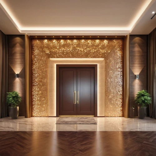 metallic door,gold wall,gold stucco frame,luxury home interior,interior decoration,search interior solutions,abstract gold embossed,interior design,hinged doors,interior decor,luxury property,room divider,gold lacquer,contemporary decor,house entrance,entry,lobby,hallway,luxury hotel,patterned wood decoration,Photography,General,Commercial