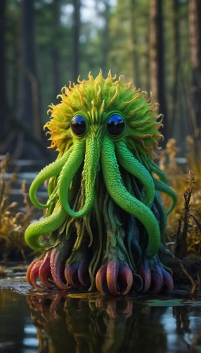 kraken,cuthulu,anemone of the seas,water creature,nuphar,sea anemone,three-lobed slime,spore,tentacles,forest anemone,anthropomorphized animals,flaccid anemone,fun octopus,cnidarian,tentacle,medusa gorgon,swampy landscape,green pufferfish,cephalopod,knuffig,Photography,General,Natural