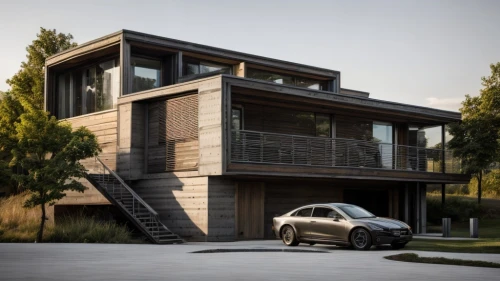 modern house,modern architecture,folding roof,timber house,dunes house,cubic house,residential house,wooden house,automotive exterior,mercedes eqc,wooden facade,smart house,smart home,contemporary,modern style,residential,eco-construction,metal cladding,frame house,archidaily,Architecture,Villa Residence,Modern,Elemental Architecture