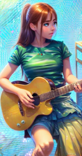 guitar,ukulele,playing the guitar,concert guitar,guitar player,serenade,acoustic guitar,painted guitar,cavaquinho,guitar solo,banjo uke,musician,rockabella,electric guitar,woman playing,retro music,world digital painting,guitarist,musical background,acoustic-electric guitar,Common,Common,Cartoon