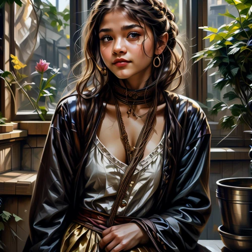 mystical portrait of a girl,fantasy portrait,girl portrait,portrait of a girl,romantic portrait,young girl,digital painting,han thom,oil painting,oil painting on canvas,young woman,world digital painting,girl in a historic way,oil on canvas,young lady,girl in the garden,artist portrait,fantasy art,gothic portrait,victorian lady