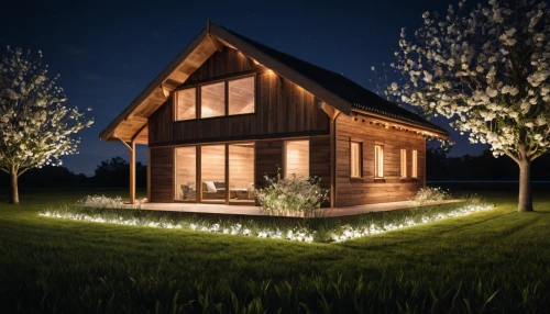 landscape lighting,wooden house,timber house,smart home,danish house,inverted cottage,small cabin,summer house,chalet,wooden sauna,log home,3d rendering,summer cottage,wooden decking,wooden hut,log cabin,cubic house,holiday home,grass roof,beautiful home,Photography,General,Natural