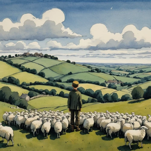 the sheep,wensleydale,counting sheep,flock of sheep,sheep knitting,shepherds,yorkshire,a flock of sheep,exmoor,shepherd,sheep,sheepdog trial,wool sheep,sheep shearer,haymaking,sheeps,shepherd romance,dorset,male sheep,two sheep,Illustration,Paper based,Paper Based 21