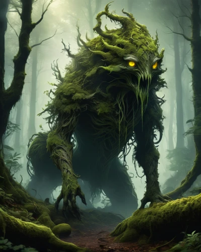forest animal,druid grove,swampy landscape,forest dragon,haunted forest,dryad,the ugly swamp,forest man,druid,the forest fell,tree man,supernatural creature,patrol,forest king lion,three eyed monster,gnarled,swamp,aaa,old-growth forest,creepy tree,Conceptual Art,Fantasy,Fantasy 02