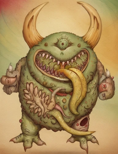 wyrm,cuthulu,fuel-bowser,cynorhodon,capricorn,gorgonops,the zodiac sign taurus,waxworm,triceratops,three eyed monster,minotaur,horned,petrol-bowser,painted dragon,tribal bull,anthropomorphized animals,imp,green dragon,supernatural creature,child monster,Game Scene Design,Game Scene Design,Freehand Style