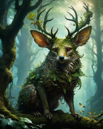 forest animal,woodland animals,dryad,faun,forest dragon,faery,druid,faerie,forest animals,anthropomorphized animals,fae,patrol,druid grove,forest background,forest man,forest king lion,deer illustration,druids,ibexes,fawns,Conceptual Art,Fantasy,Fantasy 05