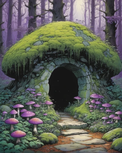 mushroom landscape,mushroom island,forest mushroom,forest mushrooms,fairy village,toadstools,fairy forest,fairy house,mushrooms,club mushroom,lingzhi mushroom,cubensis,mushroom,mushroom type,tree mushroom,witch's house,fairy world,ipê-purple,medicinal mushroom,umbrella mushrooms,Illustration,Realistic Fantasy,Realistic Fantasy 04