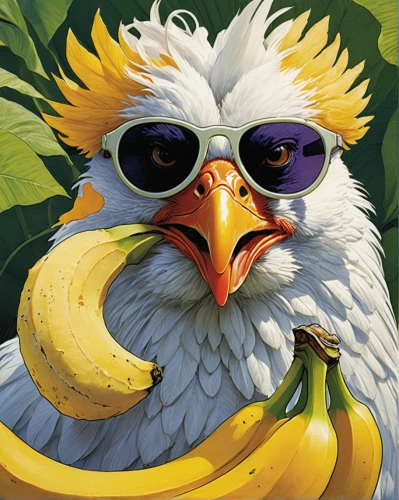 caique,banana,bananas,cockerel,ripe bananas,monkey banana,banana peel,perico,tropical bird,twitch icon,bird png,guacamaya,cockatiel,banana tree,cockatoo,piña colada,ananas,nanas,banana family,saba banana,Illustration,Realistic Fantasy,Realistic Fantasy 04