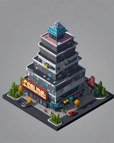 russian pyramid,isometric,tower of babel,scandia gnomes,electric tower,pyramid,animal tower,step pyramid,3d render,development concept,cellular tower,collected game assets,gnome and roulette table,3d model,low poly,city blocks,cobble,residential tower,skyscraper town,building sets,Unique,3D,Modern Sculpture