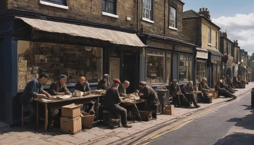 cordwainer,old street,deadwood,parcel post,men sitting,shoemaking,the victorian era,victorian style,barber shop,hatmaking,shoemaker,tinsmith,apothecary,craftsmen,eastend,the consignment,cobble,forties,parcel service,barbershop,Conceptual Art,Daily,Daily 05