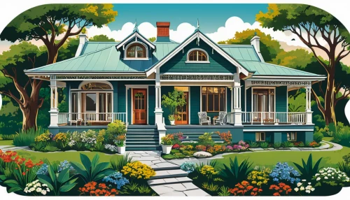 houses clipart,house painting,victorian house,home landscape,victorian,summer cottage,cottage,little house,bungalow,country cottage,cottages,house shape,house drawing,homes,country house,wooden houses,doll's house,small house,white picket fence,garden buildings,Unique,Design,Sticker