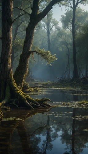 swampy landscape,forest landscape,riparian forest,freshwater marsh,elven forest,forest glade,brook landscape,swamp,bayou,wetland,wetlands,foggy forest,backwater,fantasy landscape,tidal marsh,river landscape,japan landscape,the forest,forest,fairy forest,Photography,General,Natural