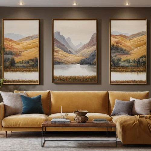 modern decor,contemporary decor,wall decor,interior decor,paintings,gold stucco frame,sitting room,family room,living room,wall decoration,the living room of a photographer,apartment lounge,wall art,autumn decor,interior design,livingroom,interior decoration,panoramic landscape,home landscape,gold wall,Photography,General,Natural