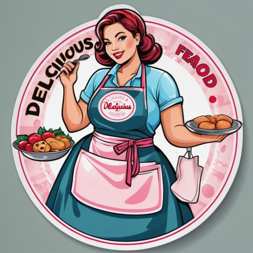 retro 1950's clip art,waitress,deli,valentine pin up,pregnant woman icon,retro pin up girls,housewife,diet icon,apple pie vector,retro diner,valentine day's pin up,flavoring dishes,dishes,food icons,retro pin up girl,tin sign,woman holding pie,clipart sticker,serveware,pizza supplier,Unique,Design,Sticker