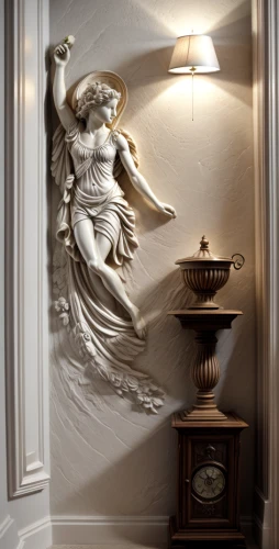 wall light,wall lamp,winged victory of samothrace,the annunciation,decorative figure,sconce,interior decoration,interior decor,neoclassical,light fixture,quartz clock,baroque angel,decorative art,decorative fan,ceiling light,chiffonier,ceiling lamp,art deco ornament,table lamps,wall plaster