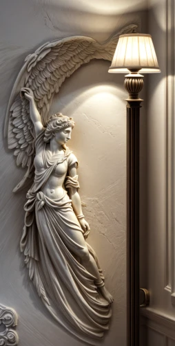 wall light,wall lamp,light fixture,ceiling light,wall decoration,sconce,interior decoration,decorative fan,winged victory of samothrace,ceiling lamp,baroque angel,neoclassical,angel statue,ceiling fixture,business angel,decorative art,angel wings,art deco ornament,decorative figure,interior decor