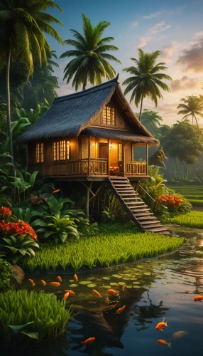 tropical house,house by the water,summer cottage,tropical island,home landscape,house with lake,beautiful home,floating huts,full hd wallpaper,houseboat,landscape background,florida home,backwaters,idyllic,cottage,tropics,tropical jungle,holiday villa,house in the forest,kerala,Photography,General,Fantasy