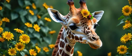 giraffe,giraffes,giraffidae,two giraffes,giraffe head,savanna,in the tall grass,flower animal,giraffe plush toy,wildlife,whimsical animals,flower nectar,animal photography,cute animal,cute animals,long necked,grazing,crocosmia,smelling,cheerfulness,Photography,General,Fantasy