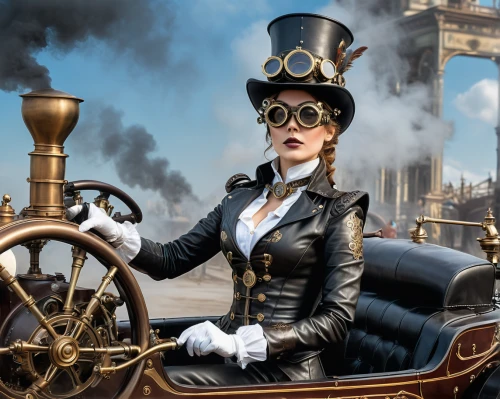 steampunk,the victorian era,victorian lady,steam car,the carnival of venice,victorian style,victorian fashion,steampunk gears,packard patrician,ringmaster,victorian,velocipede,aristocrat,venetia,thames trader,chauffeur car,chauffeur,cigarette girl,top hat,woman bicycle,Conceptual Art,Fantasy,Fantasy 22