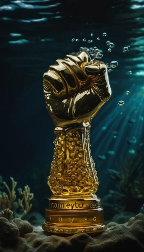 god of the sea,gold chalice,sea god,golden pot,a sinking statue of liberty,trophy,golden candlestick,golden scale,water polo ball,sea raven,the hand with the cup,underwater background,aquarium decor,underwater world,poseidon,the ancient world,under sea,golden coral,urn,coral guardian,Photography,Artistic Photography,Artistic Photography 01