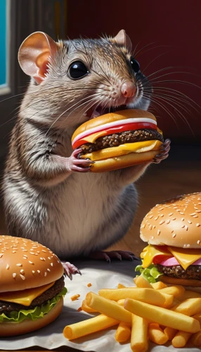 fast food,fast food junky,fastfood,fast-food,appetite,food spoilage,fast food restaurant,ratatouille,hunger,eat,burguer,hamburgers,hamburger,mouse bacon,junk food,gluttony,rodents,anthropomorphized animals,rodentia icons,omnivore,Photography,General,Natural