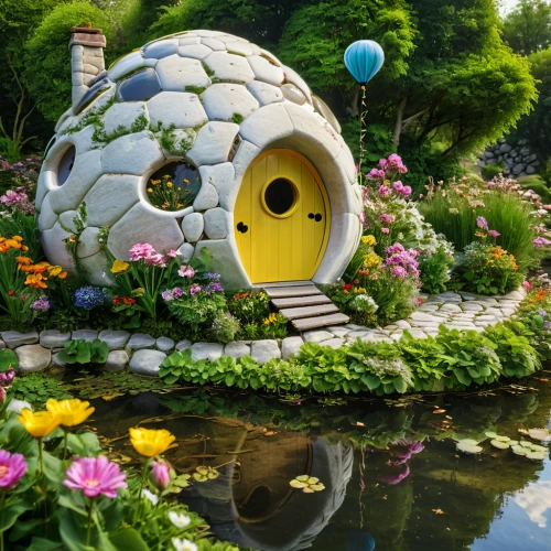 fairy house,fairy tale castle,bird kingdom,bee-dome,bee house,hobbiton,fairy village,children's playhouse,fairy world,wishing well,insect house,fairytale castle,bird bird kingdom,garden decor,yellow garden,bird house,flower dome,igloo,alice in wonderland,studio ghibli,Photography,General,Natural