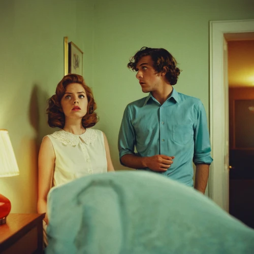vintage boy and girl,vintage man and woman,honeymoon,blue jasmine,doll's house,clue and white,blue room,motel,two meters,comet,60s,before sunrise,as a couple,robert harbeck,young couple,feist,the girl in nightie,boyhood dream,70s,blue pillow,Photography,Documentary Photography,Documentary Photography 06
