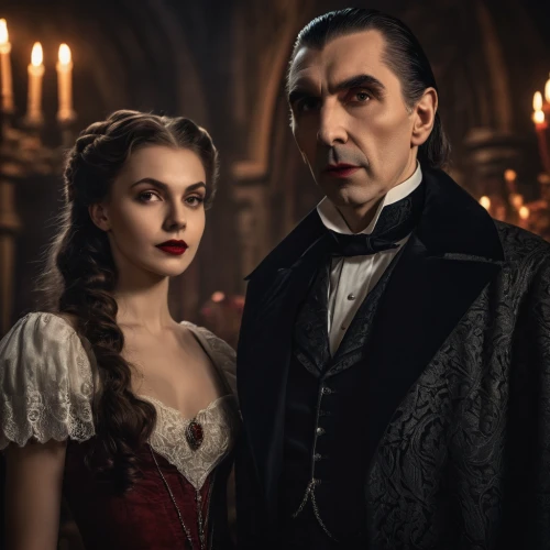 dracula,gothic portrait,the victorian era,vampires,downton abbey,count,the crown,throughout the game of love,christmas carol,vampire,victorian style,vampire woman,vanity fair,beautiful couple,romantic portrait,husband and wife,the ball,victorian fashion,gothic fashion,dark gothic mood,Photography,General,Fantasy