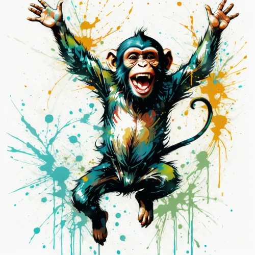 chimpanzee,the monkey,monkeys band,monkey,chimp,primate,barbary monkey,great apes,primates,monkeys,monkey gang,common chimpanzee,ape,monkey island,spider monkey,bonobo,war monkey,macaque,monkey family,siamang,Illustration,Paper based,Paper Based 13