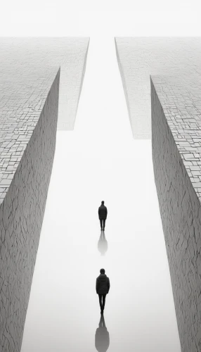 parallel worlds,passage,conceptual photography,woman walking,pathway,people walking,parallel world,dualism,road of the impossible,walking man,the way,girl walking away,the path,pedestrian,duality,walkway,ascending,parallel,photo manipulation,repetition,Photography,General,Natural