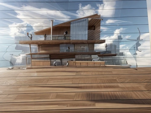 wood deck,3d rendering,wooden decking,wooden construction,houseboat,wooden facade,wooden house,decking,timber house,yacht exterior,glass facade,wooden boat,cube stilt houses,deck,render,stilt house,wooden pier,floating huts,board walk,cubic house,Common,Common,Natural