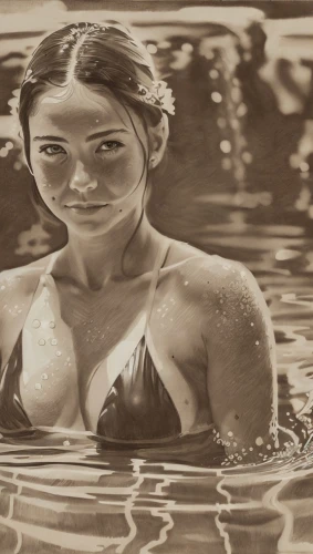 female swimmer,in water,photoshoot with water,the blonde in the river,sepia,under the water,breaststroke,water nymph,swimmer,swimming,vintage woman,wet girl,pool water,girl on the river,submerged,thermal spring,swimming goggles,rhea,brie,swim,Art sketch,Art sketch,Traditional