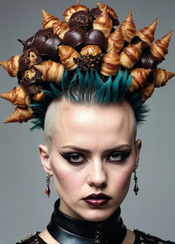 streampunk,punk design,chocolate croissant,flaky pastry,baklava,mohawk,croissants,mohawk hairstyle,pinecone,croissant,punk,pine cone,artificial hair integrations,pine cones,koeksister,baltic clam,rugelach,pinecones,pine cone pattern,sweet chestnuts,Conceptual Art,Daily,Daily 18