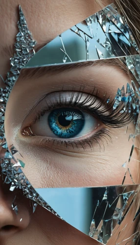facets,image manipulation,safety glass,cybernetics,aluminium foil,biomechanical,women's eyes,shattered,photo manipulation,digital compositing,silvery blue,masquerade,virtual identity,looking glass,fractals art,retouching,aluminum foil,powerglass,broken glass,contact lens,Photography,General,Natural