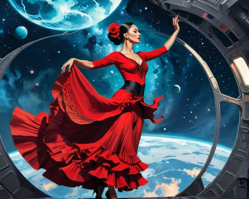 darth talon,scarlet witch,sci fiction illustration,man in red dress,lady in red,harmonia macrocosmica,cg artwork,horoscope libra,red lantern,red gown,red tunic,violinist violinist of the moon,heliosphere,astronomer,red cape,planetarium,star mother,red riding hood,red matrix,flamenco,Conceptual Art,Sci-Fi,Sci-Fi 05