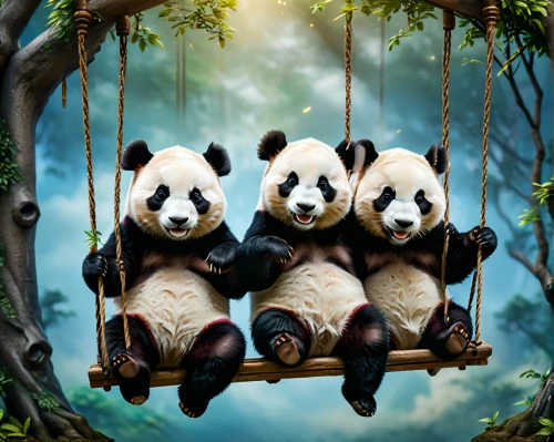 hanging panda,pandas,chinese panda,whimsical animals,giant panda,panda bear,pandabear,forest animals,dongfang meiren,panda,photo manipulation,anthropomorphized animals,baby panda,bamboo curtain,little panda,cute animals,woodland animals,kawaii panda,kawaii animals,pan flute,Photography,General,Fantasy