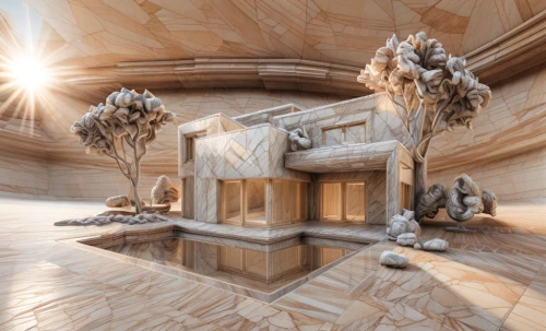 marble palace,ice hotel,cubic house,wooden sauna,royal tombs,3d rendering,cube house,archidaily,snowhotel,timber house,luxury bathroom,jewelry（architecture）,mirror house,eco-construction,dunes house,marble,luxury real estate,futuristic art museum,egyptian temple,wooden construction