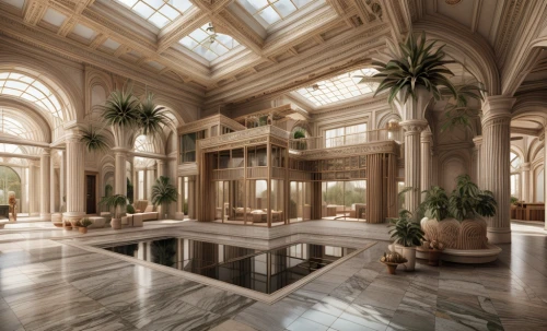 marble palace,luxury bathroom,luxury home interior,ornate room,luxury hotel,venetian hotel,billiard room,neoclassical,luxury property,emirates palace hotel,thermal bath,hotel lobby,casa fuster hotel,riad,mansion,floor fountain,3d rendering,crown palace,hotel w barcelona,europe palace